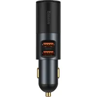 Baseus Share Together Fast Charge Car Charger with Cigarette Lighter Expansion Port, 2X Usb, 120W Gray Ccbt-D0G