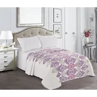 Decoking Dekoratīvais gultas pārklājs 170X210 Ellie, balta, violeta, abpusējs ornaments 5000012
