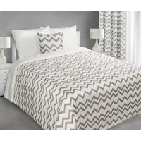 Dekoratīvais gultas pārklājs 170X210 Marla, balts tērauds, zigzaga punktiņi, abpusējs 1167995