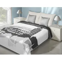 Dekoratīvais gultas pārklājs 220X240 Roma, balts, sudrabs, abpusējs 991486