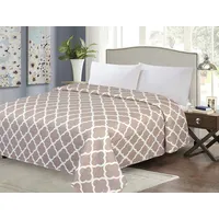 Dekoratīvais gultas pārklājs 240X220 Marokas āboliņš bēšs un balts 1272365