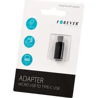Forever Universāls Adapteris Micro Usb uz Type-C Savienojums Melns T0014093
