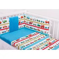 Gluck Baby Apdrukāta gultasveļa izmērs 100X135 ar 3-Daļīgu aizsargu Automašīnas Minky 093 Blue 796E 1640055