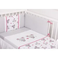 Gluck Baby Izšūtas gultas veļa izmērs 100X135 ar 3-Daļīgu aizsargu Mickey and Mini Mouse balts un pelēks 075 Pink 1640046