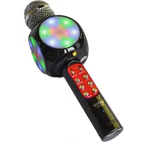 Goodbuy Led 360 karaoke mikrofons ar Bluetooth skaļruni  5W aux balss modulators Usb Micro Sd melns Gbmik5Wled360Bk