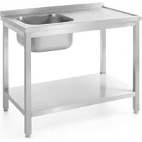 Hendi Sienas ēdināšanas darba virsmas galds ar izlietni un plauktu, skrūvējams 100X60X85 cm Pa kreisi - 812631