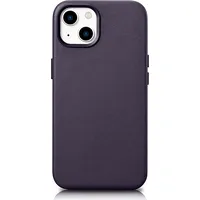 Icarer Dabīgās ādas apvalka vāciņš priekš iPhone 14 Plus Magsafe Case Ādas tumši violets 6975092685326