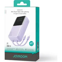 Joyroom Mini jaudas banka 20000Mah ar iebūvētiem kabeļiem Jr-Pbc07 30W gaiši violets 6956116776503