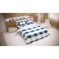 Kokvilnas gultas veļa 160X200 Režģa spilvendrānas 50X60 balta zila tumši 28232/1 01 1642298