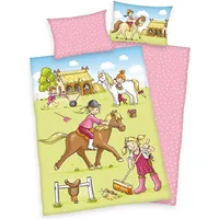 Kokvilnas gultasveļa 100X135 Zirgi zaļi rozā bērnu gultai H23 2485923063