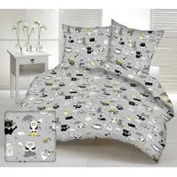 Kokvilnas gultasveļa 160X200 1527E pelēks kaķis kaķēns kaķi kaķēni peles lietussargi dzeltenas brilles 1948076