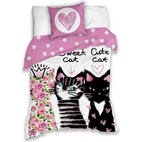 Kokvilnas gultasveļa 160X200 Kaķi kaķi kaķu rozes svītras sirdis kronis 6100 Kaķis 1450214