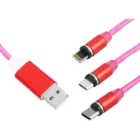 Magnētiskais Usb kabelis 3-In-1 sarkans Kk21W Led apgaismojums Spilgti sarkans. Lxkk21W