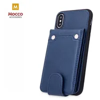 Mocco Smart Wallet Case Eko Ādas Apvalks Telefonam - Vizitkāršu Maks Priekš Apple iPhone X / Xs Zils 4752168062180