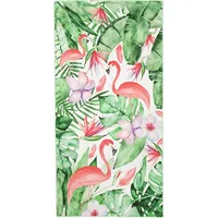 Pludmales dvielis 80X160 Tropu flamingo monstera lapas palmu zaļa rozā 1171443