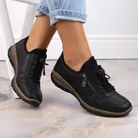 Rieker Leather slip-on shoes W Rkr609 black