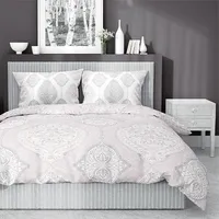 Satīna gultas veļa 220X200 3420 A Glamour rozā pūderis pelēks balts ornaments austrumniecisks Sākums Satīns 2300403
