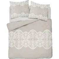 Satīna gultasveļa 220X200 Glamour mežģīņu ornamenti bēšs balts 3200 B 2049375