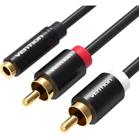 Vention 3.5Mm Female to 2X Rca Male Audio Cable 2M Vab-R01-B200 Black