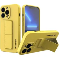 Wozinsky iPhone 13 Kickstand Case, dzeltens, silikona maciņš 9145576234228