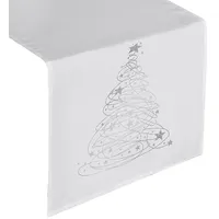 Ziemassvētku galdauta galda celiņš 40X140 Carol balta sudraba eglīte 1162525