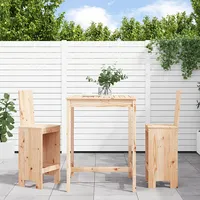 3-Daļīgs dārza bāra mēbeļu komplekts, priedes masīvkoks