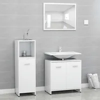 3-Daļīgs vannasistabas mēbeļu komplekts, balts, skaidu plāksne