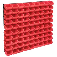 96-Daļīgs sienas plaukts ar kastēm un paneļiem, melns, sarkans