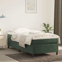 atsperu gulta ar matraci, tumši zaļš samts, 90X200 cm