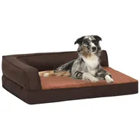 ergonomiska suņu gulta, 75X53 cm, lina dizains, flīss, brūna