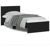 gultas rāmis ar galvgali un Led, melns, 90X200 cm
