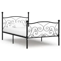 gultas rāmis ar redeļu pamatni, melns, 90X200 cm, metāls