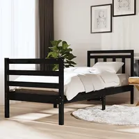 gultas rāmis, melns, masīvkoks, 90X200 cm