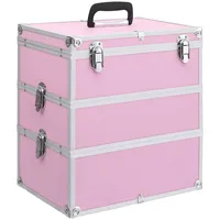 kosmētikas koferis, 37X24X40 cm, alumīnijs, rozā