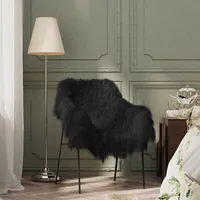 krēsla pārsegs, Islandes aitāda, melna, 70X110 cm