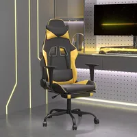 masāžas datorspēļu krēsls, melna un zeltaina mākslīgā āda