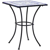 mozaīkas bistro galds, 60 cm, zils ar baltu, keramika