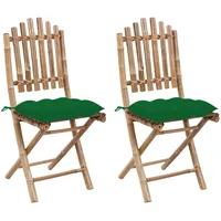 saliekami dārza krēsli ar matračiem, 2 gab., bambuss