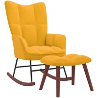 šūpuļkrēsls ar kāju balstu, sinepju dzeltens samts