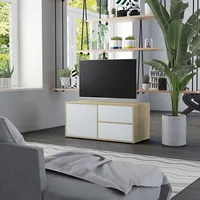 Tv skapītis, balta, ozolkoka krāsa, 80X34X36 cm, skaidu plāksne