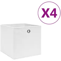 uzglabāšanas kastes, 4 gab., 28X28X28 cm, balts neausts audums
