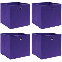 uzglabāšanas kastes, 4 gb., 28X28X28 cm, violets neausts audums