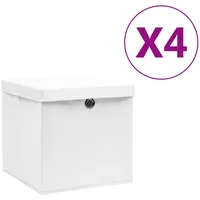 uzglabāšanas kastes ar vāku, 4 gab., baltas, 28X28X28 cm