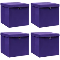 uzglabāšanas kastes ar vāku, 4 gab., violetas, 28X28X28 cm