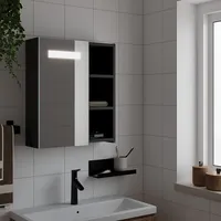 vannasistabas spoguļskapītis ar Led, 45X13X52 cm, melns
