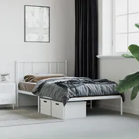 vidaXL gultas rāmis ar galvgali, balts metāls, 107X203 cm