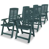 atgāžami dārza krēsli, 6 gab., plastmasa, zaļi