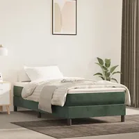 atsperu gulta ar matraci, tumši zaļš samts, 90X190 cm
