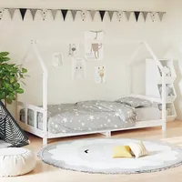 bērnu gultas rāmis, balts, 90X200 cm, priedes masīvkoks