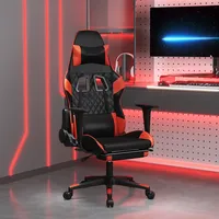 datorspēļu krēsls ar kāju balstu, melna un sarkana mākslīgā āda